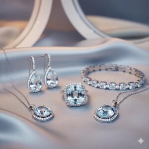 אקוומרין ויהלומים - כחול של שלווה