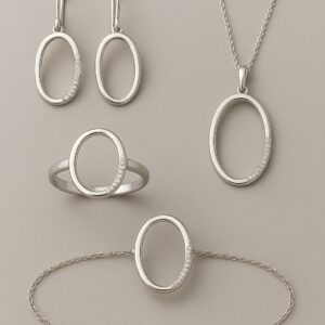 סט תכשיטים מעגל מושלם - מינימליזם מנצנץ