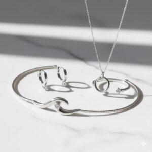 סט תכשיטים עיגולים וגלים - אלגנטיות זורמת