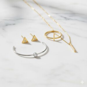 סט תכשיטים קווים נקיים - זהב וגיאומטריה